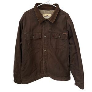 Woolrich Canvas Sherpa Lined Trucker Jacket Mens XXL Brown Barn Chore Coat Work
